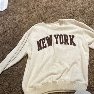 Cream Sweater with New York Print